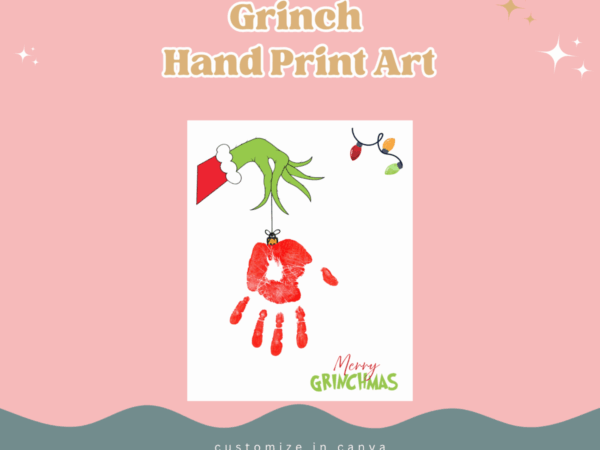 Grinch Hand Print Art Template