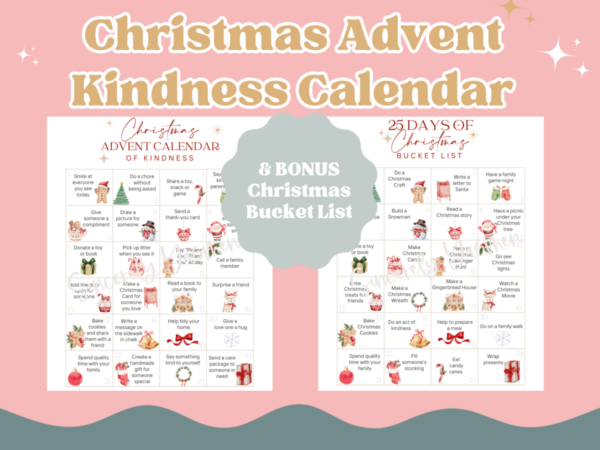 Advent Christmas Acts of Kindness Calendar Christmas Bucket List Bundle (Printable Download)